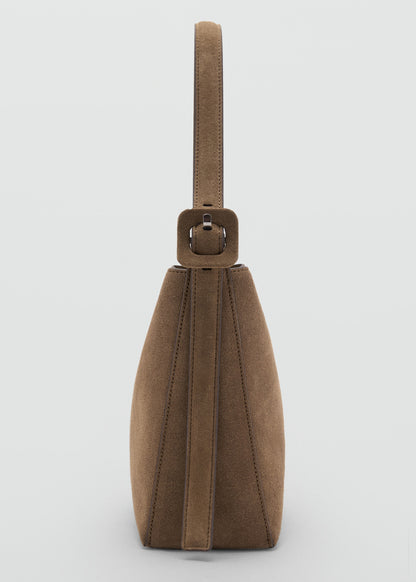 Suede leather shopper bag