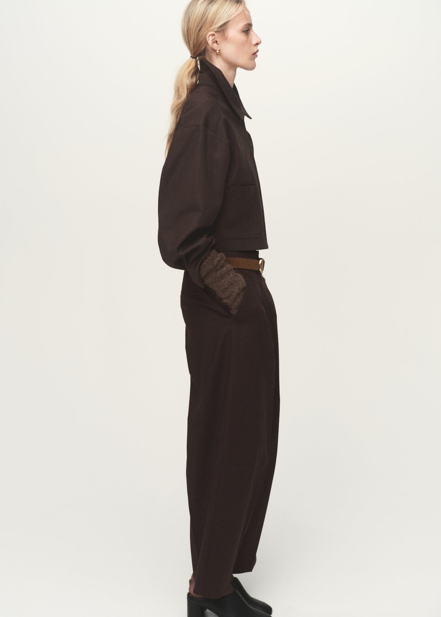 Pleated wide leg trousers