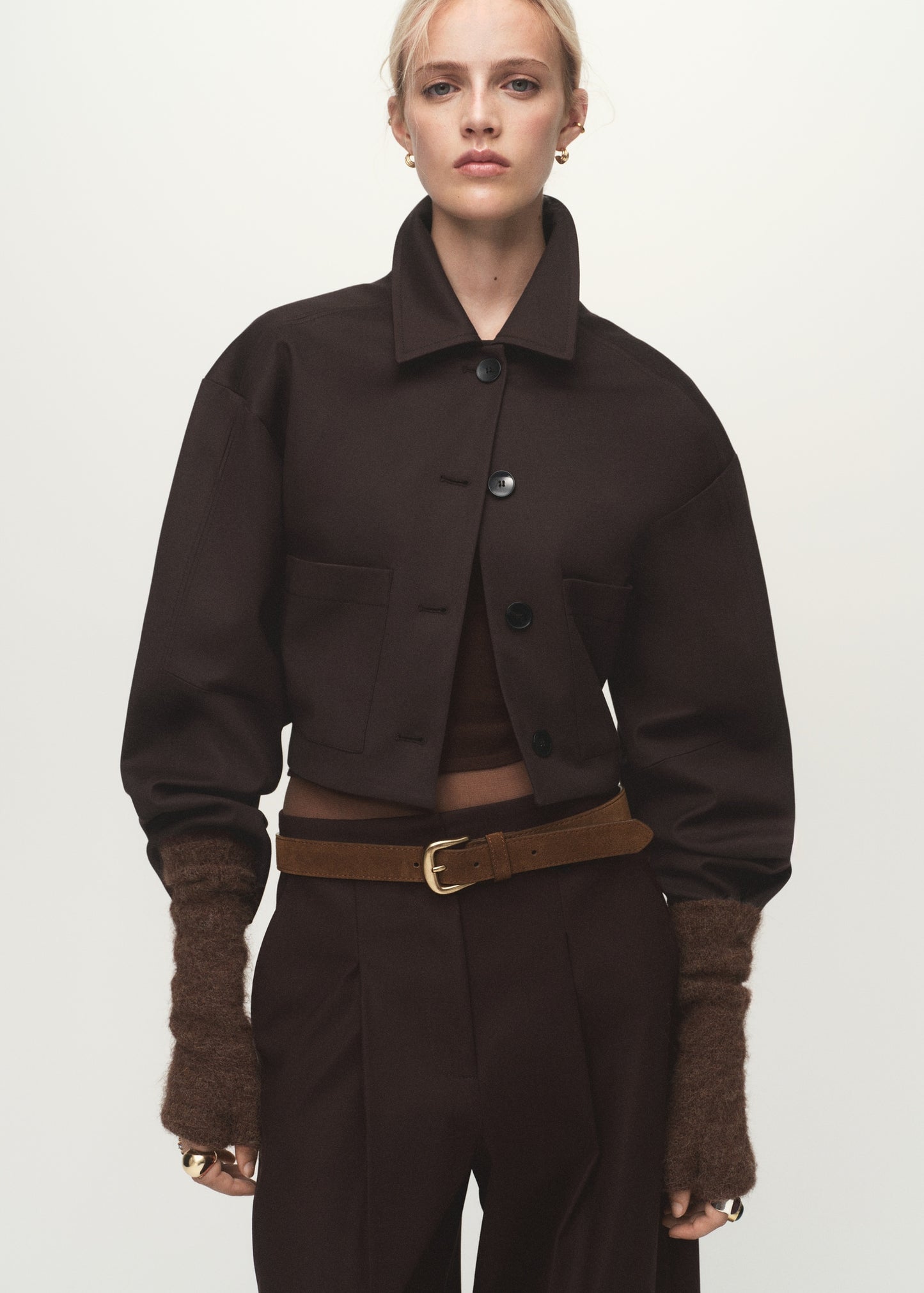 Pleated wide leg trousers