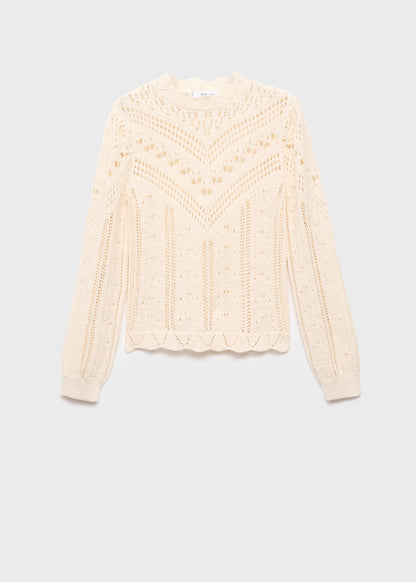 Knitted sweater with openwork details
