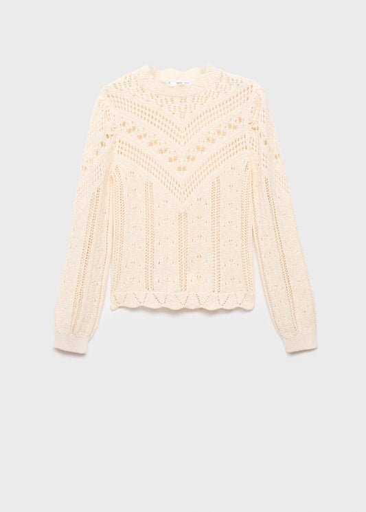 Knitted sweater with openwork details