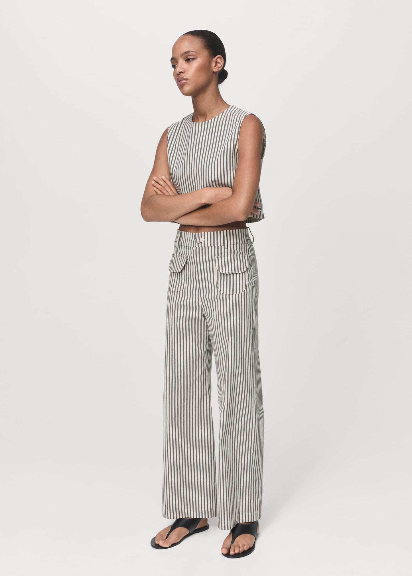Striped trousers with pockets
