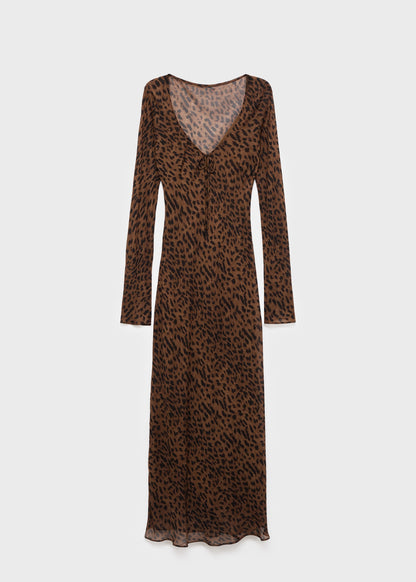 Long sleeve leopard dress