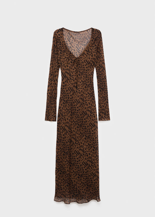 Long sleeve leopard dress