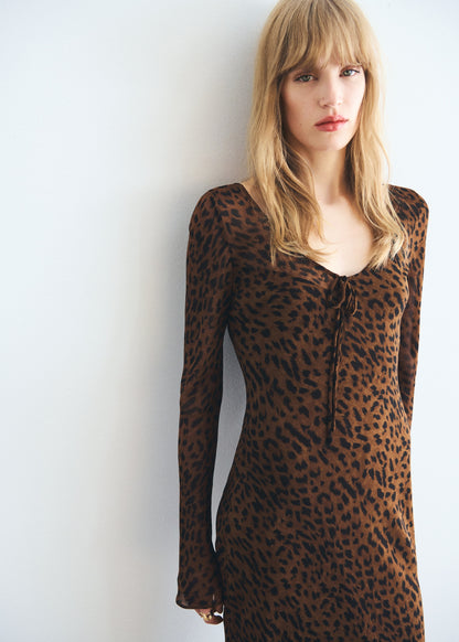 Long sleeve leopard dress