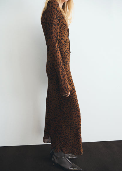 Long sleeve leopard dress