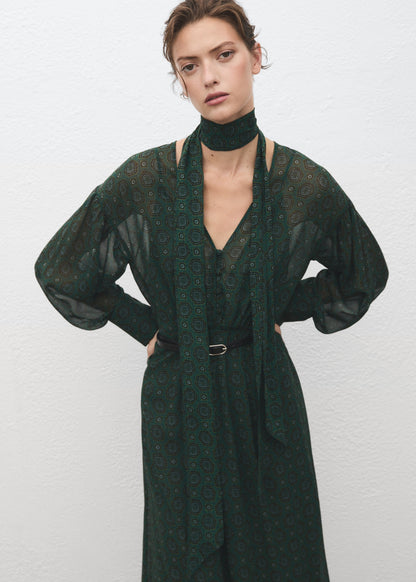 Printed dress with foulard