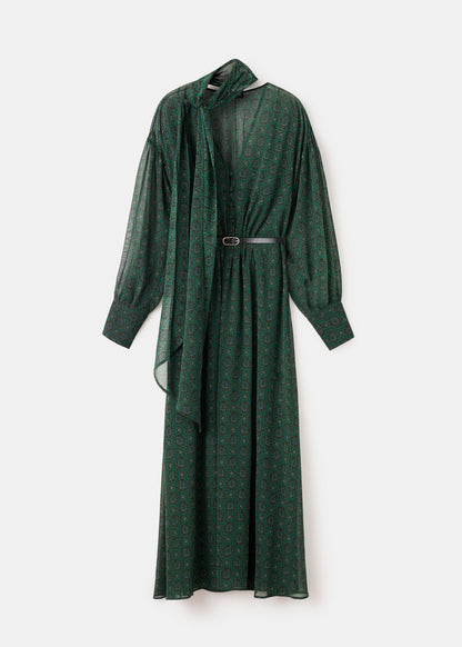 Printed dress with foulard