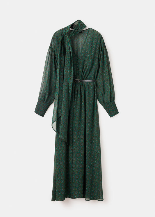 Printed dress with foulard