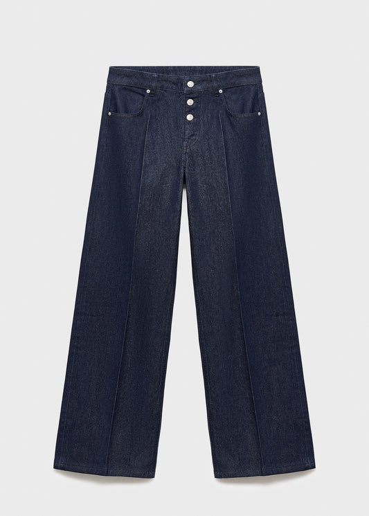 Low-rise straight-leg jeans with buttons