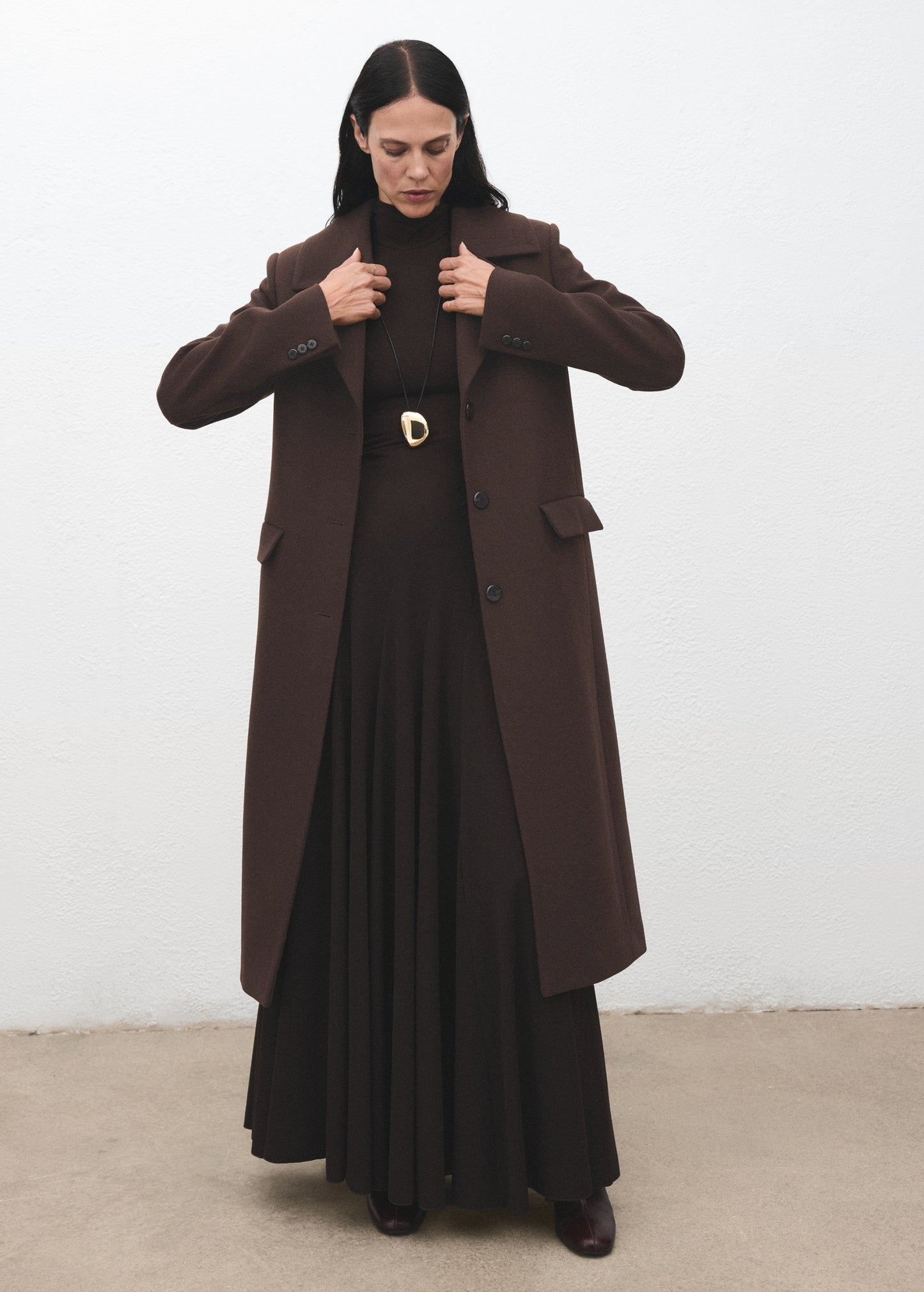 Wool coat with fur collar