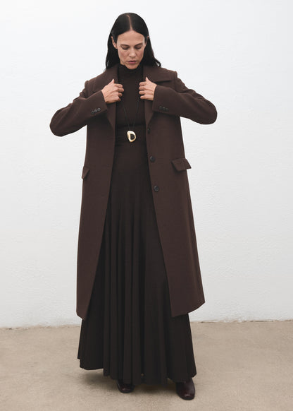 Wool coat with fur collar