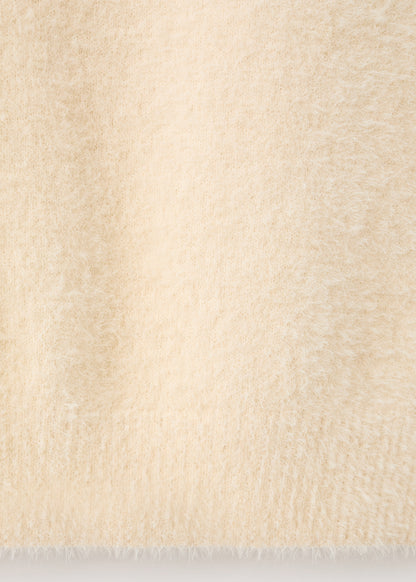 Faux fur effect polo collar jumper