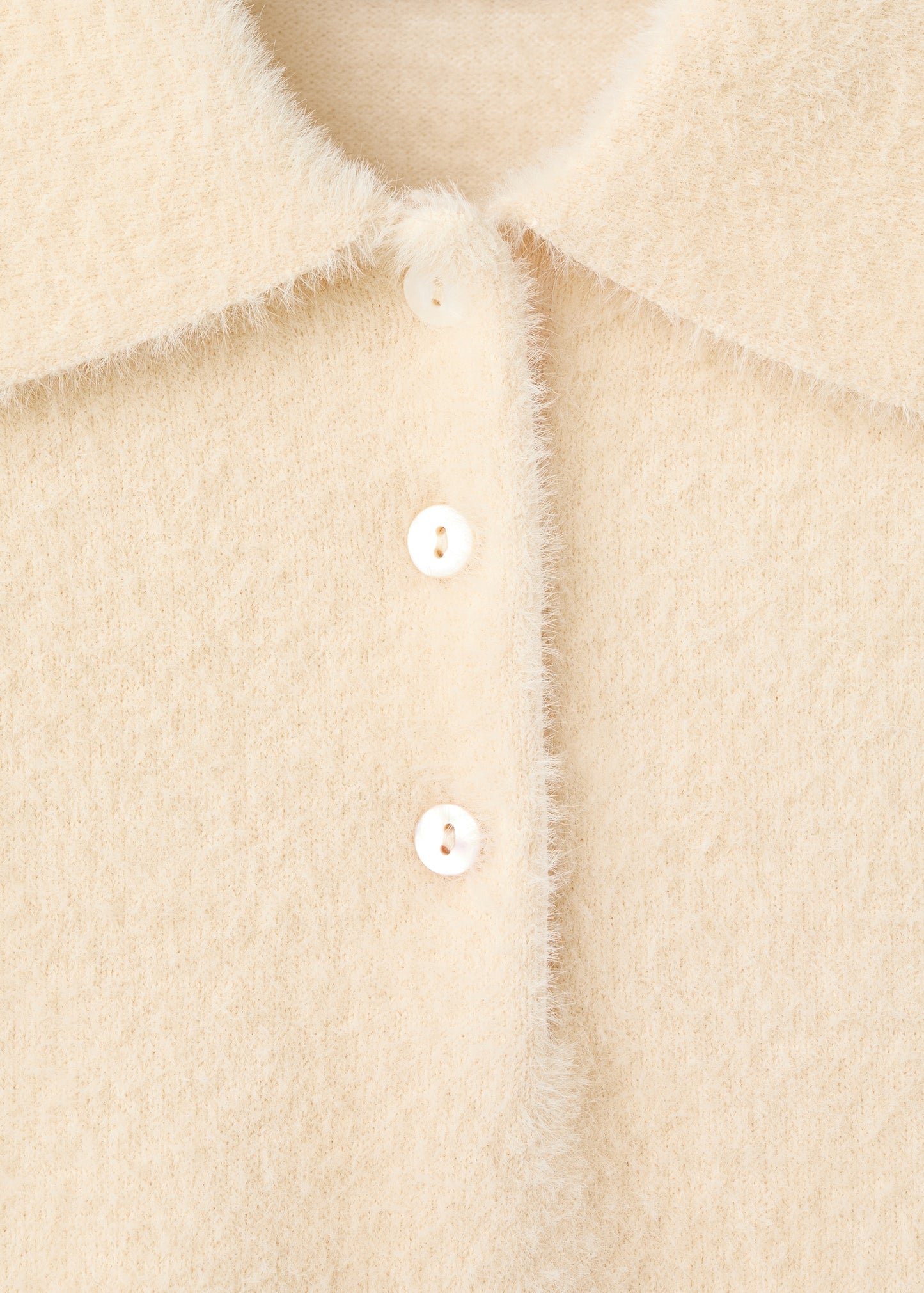 Faux fur effect polo collar jumper
