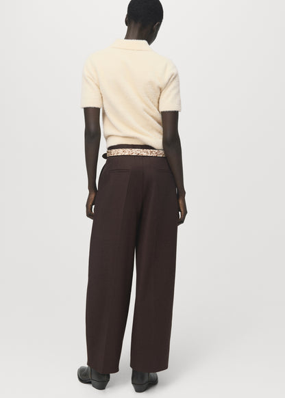 Faux fur effect polo collar jumper