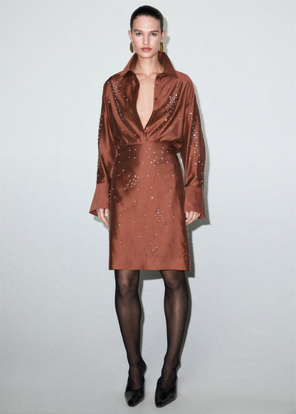 Lyocell shirt with rhinestones