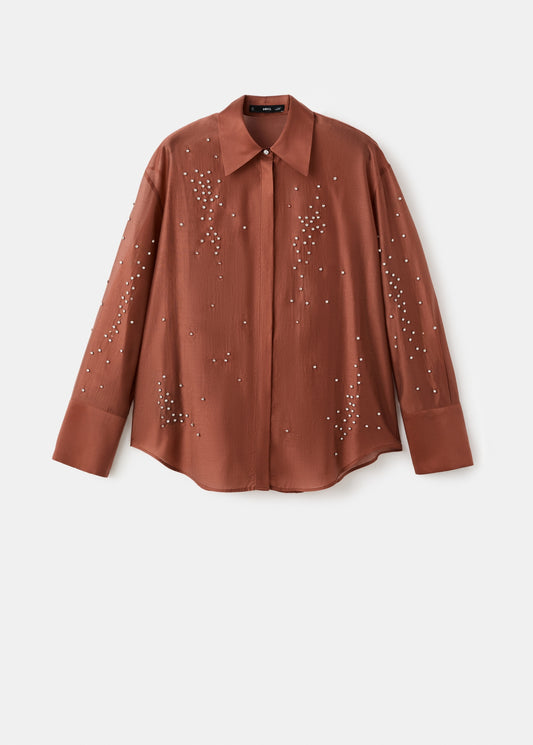 Lyocell shirt with rhinestones