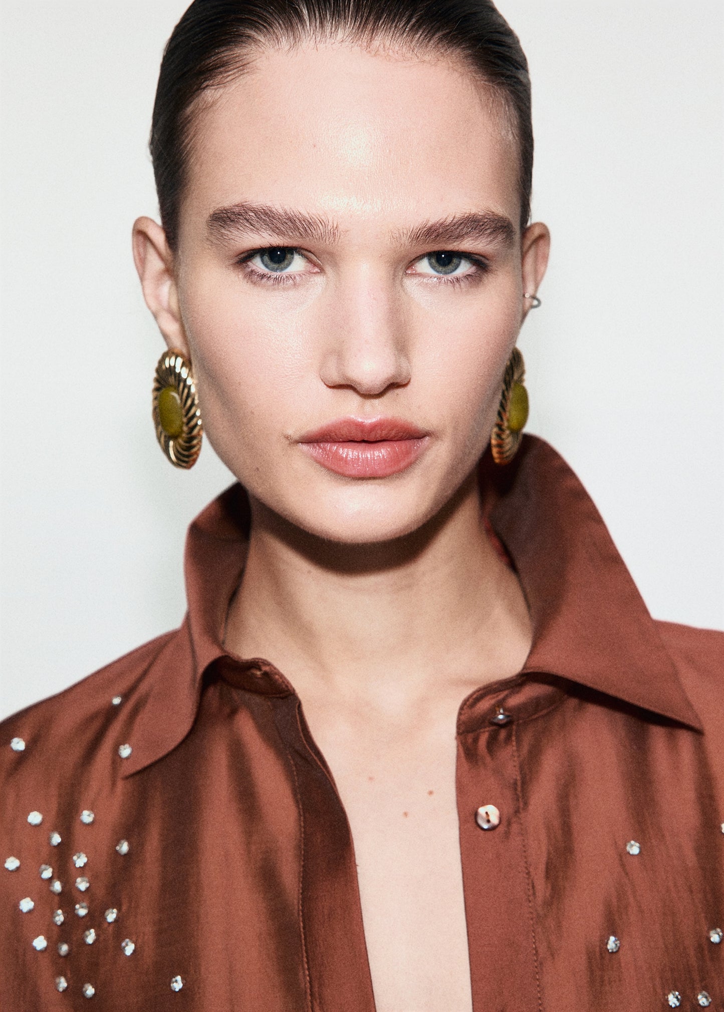 Lyocell shirt with rhinestones