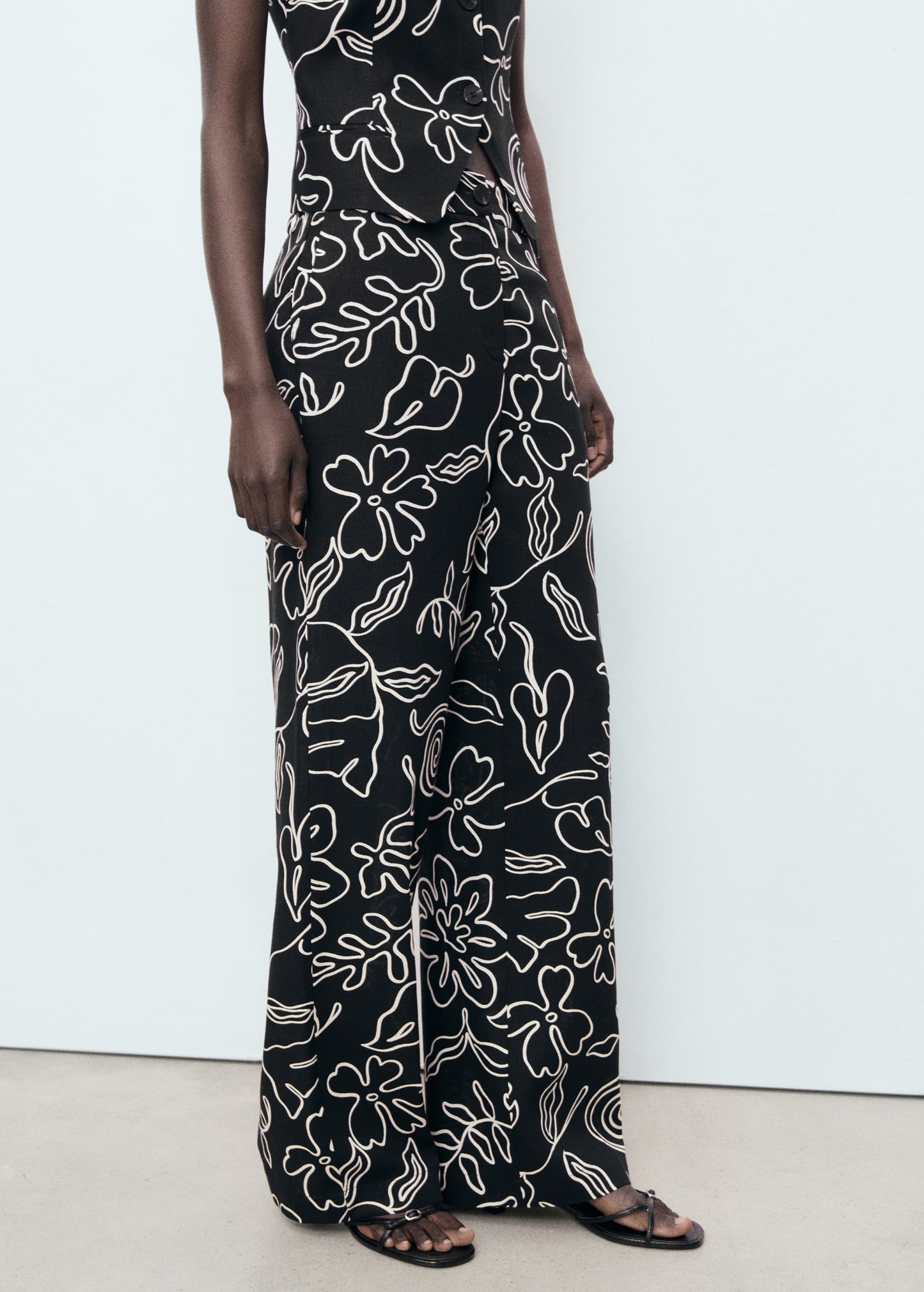 Floral print straight trousers