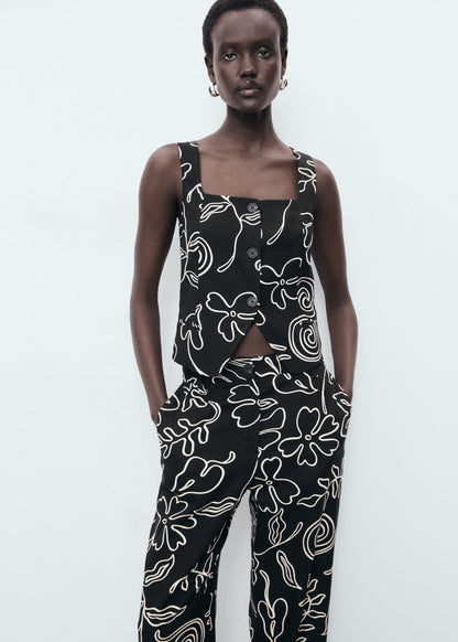 Floral print straight trousers