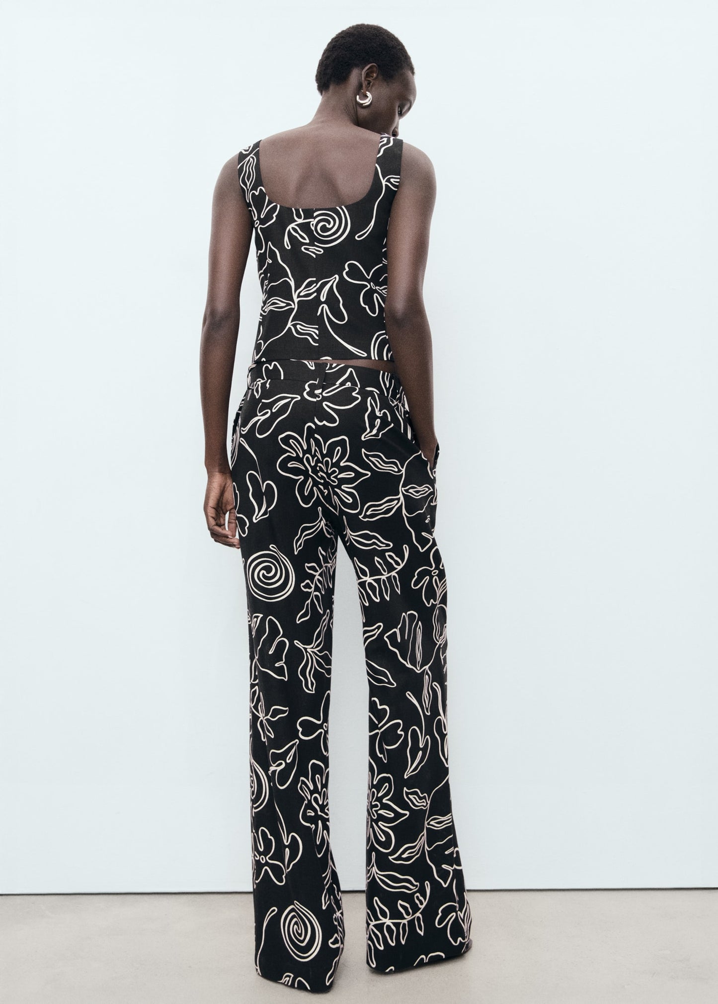 Floral print straight trousers