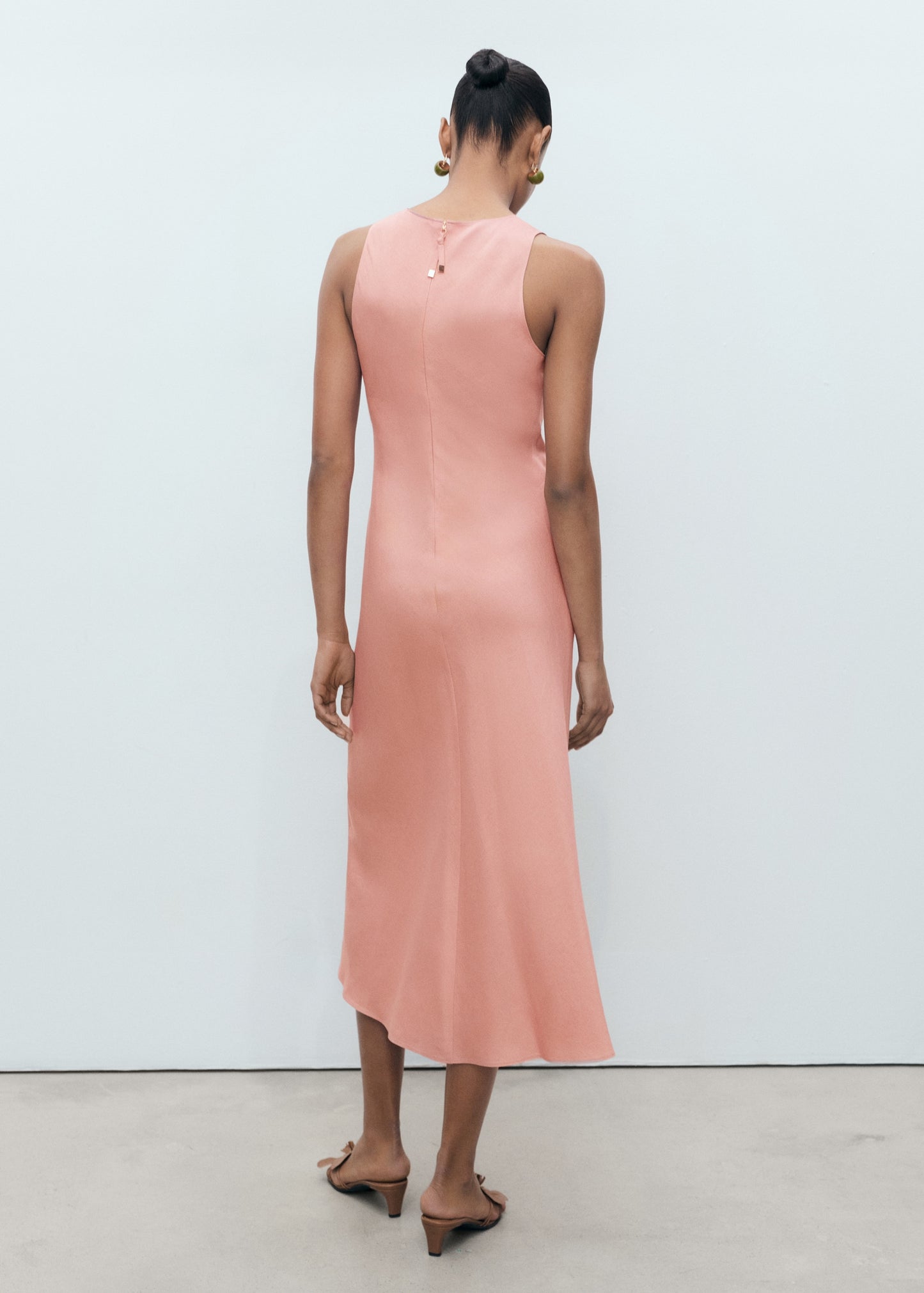 Linen-blend midi dress