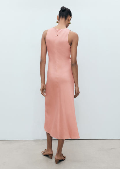 Linen-blend midi dress
