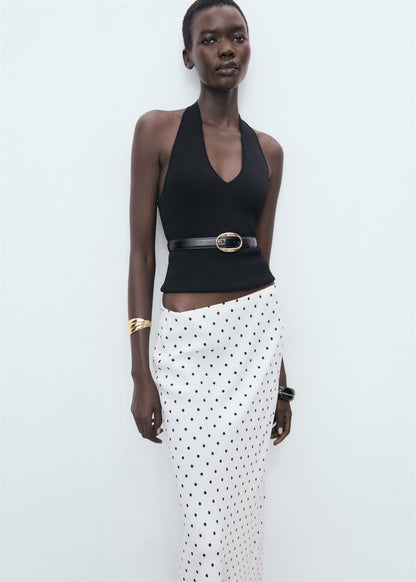 Long polka-dot skirt