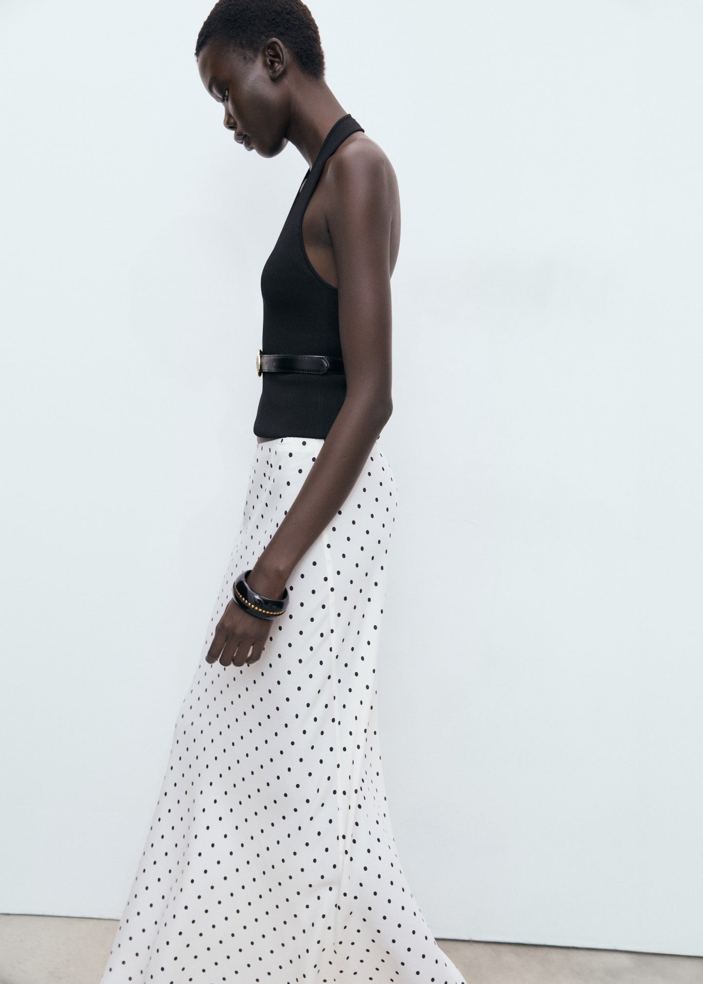 Long polka-dot skirt