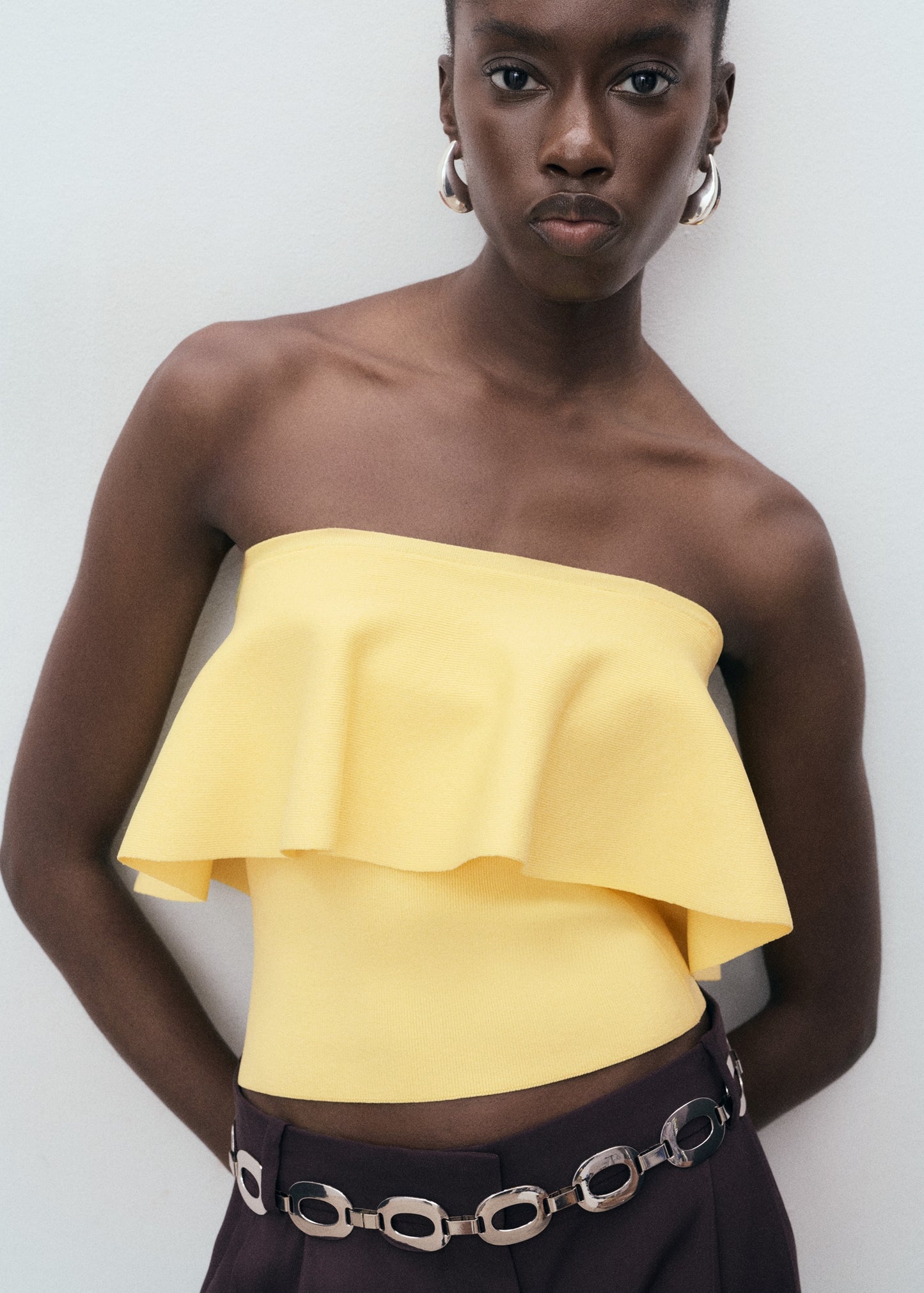 Maxi-ruffle strapless top