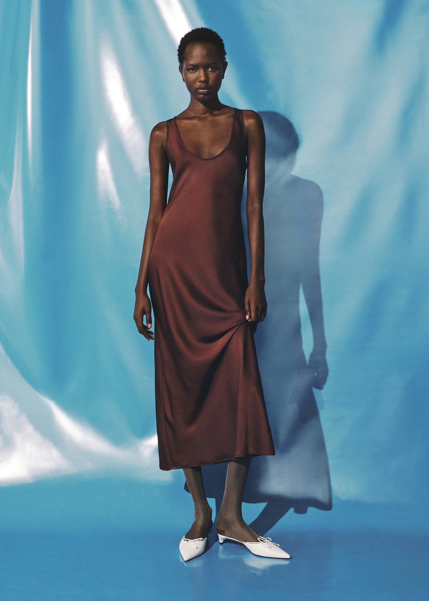 Satin low-cut dress