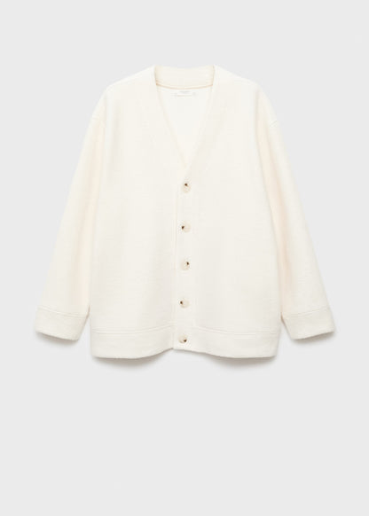 Cotton and wool cardigan with button fasteners