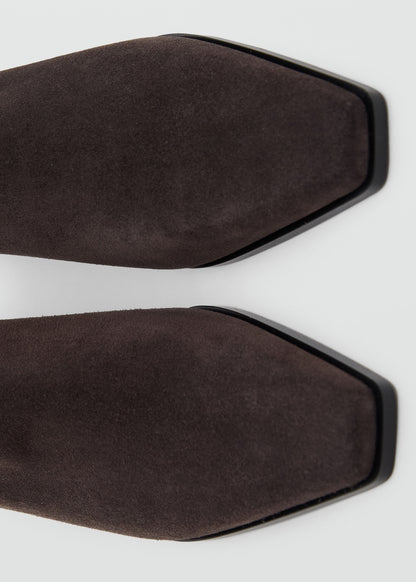 Heel suede ankle boot