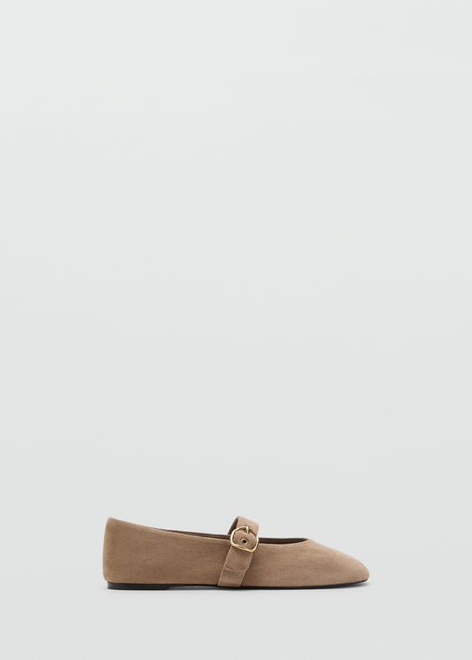Suede leather ballet flats