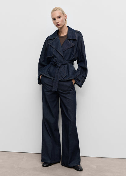 Wide-leg denim trousers with belt loops