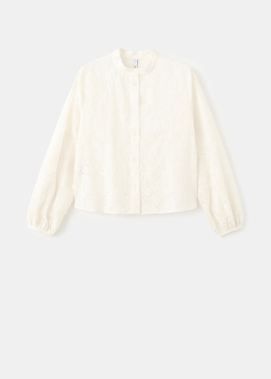 Embroidered lyocell blouse
