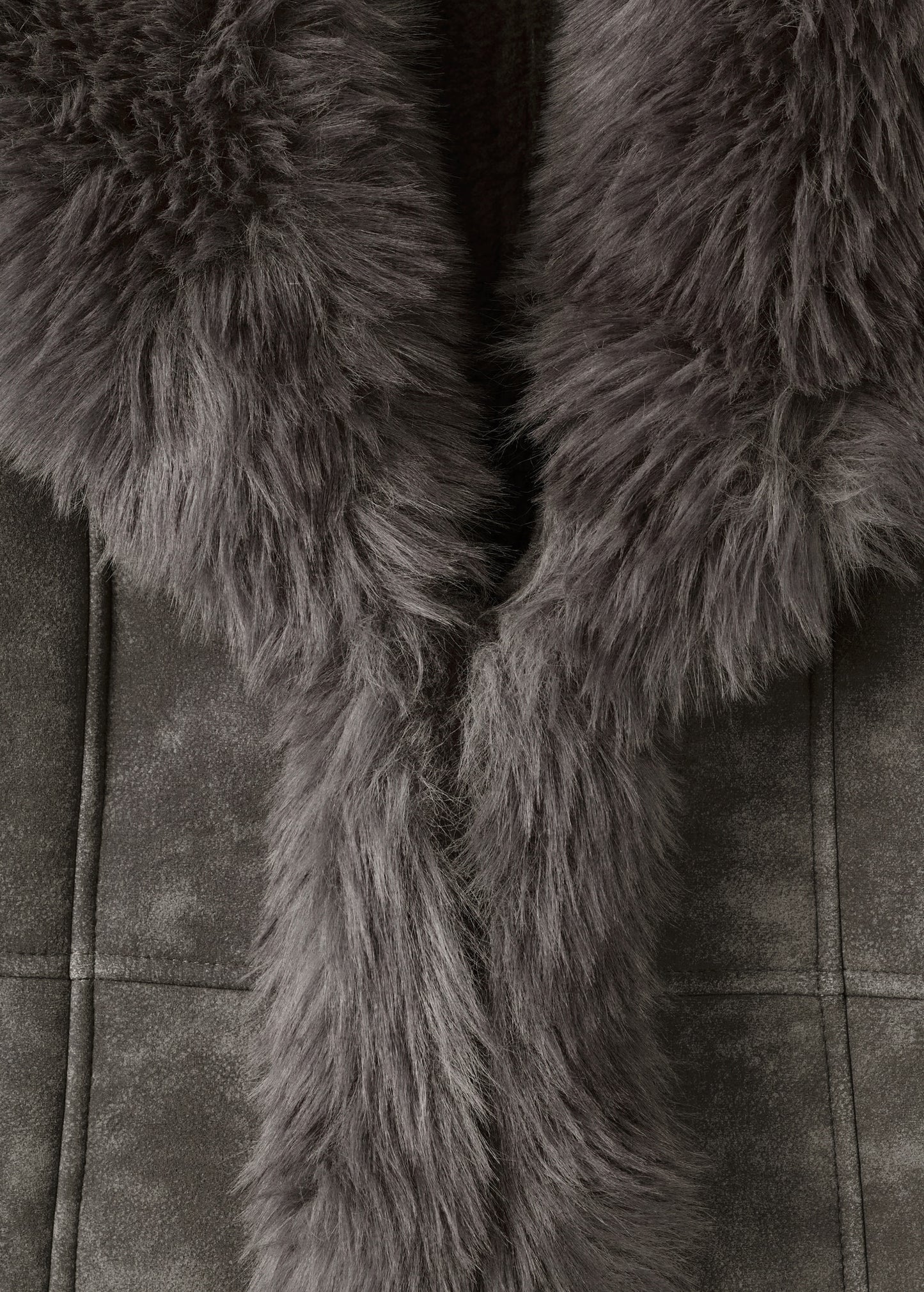 Suede-effect faux fur jacket