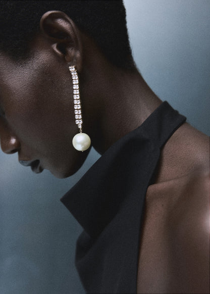 Combined pearl drop earrings
