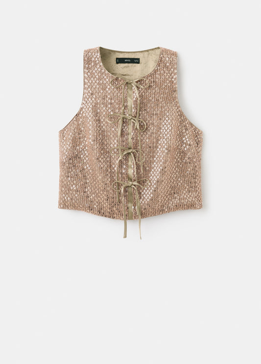 Sequin bow top