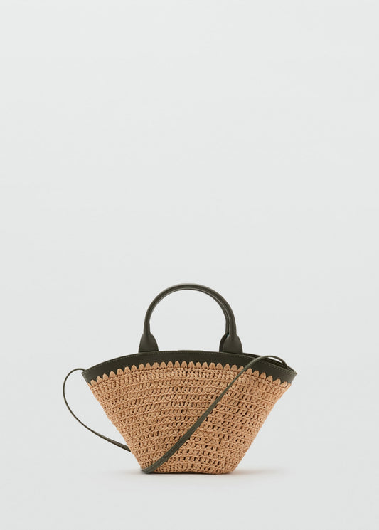 Small double-handle natural fibre bag