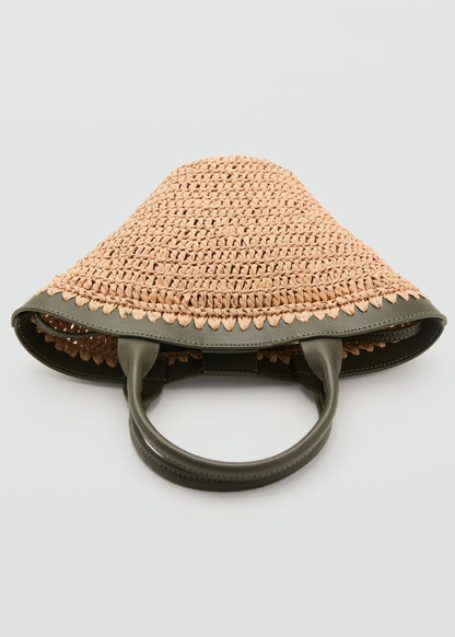 Small double-handle natural fibre bag