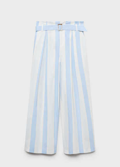 Striped culotte trousers with belt