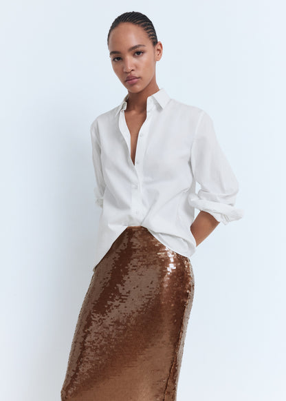 Sequinned midi-skirt