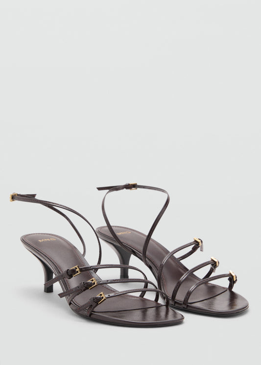 Kitten-heel sandals with buckle