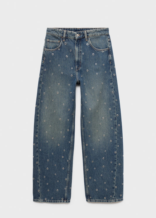 Balloon jeans with eyelets