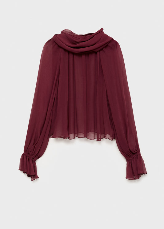 Semi-transparent blouse with foulard