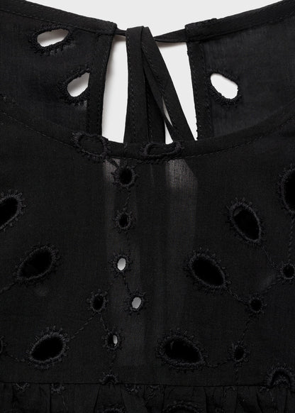 Blouse with embroidered eyelet ruffles