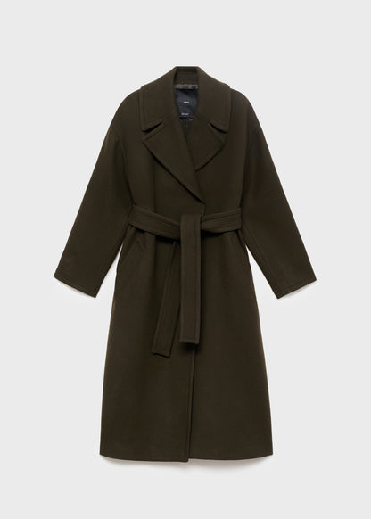 Virgin wool coat with belt