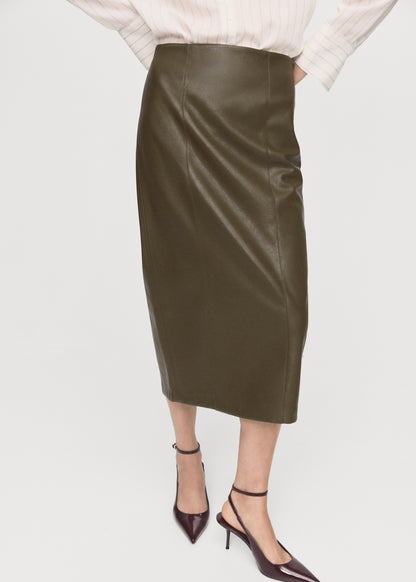 Faux-leather pencil skirt