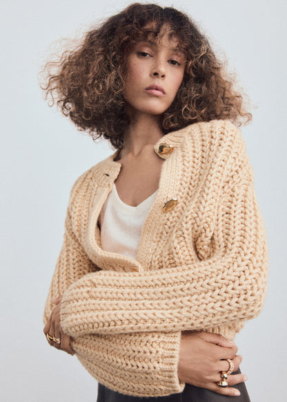 Chunky-knit cardigan with jewel buttons